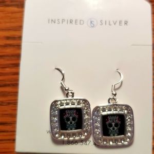 Silver sugar skull earrings